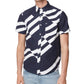Camisa social masculina Perry Ellis America com estampa de bandeira, azul, tamanho XXG