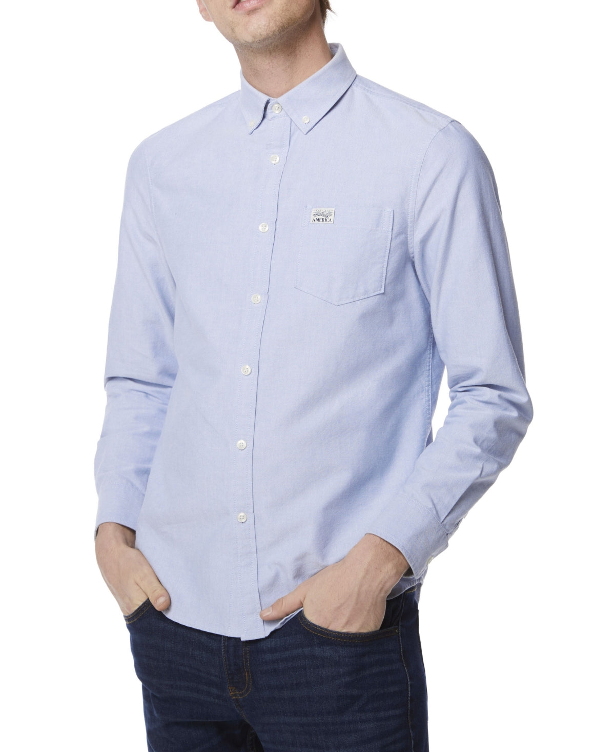 Camisa Oxford Masculina Perry Ellis America Azul Tamanho M