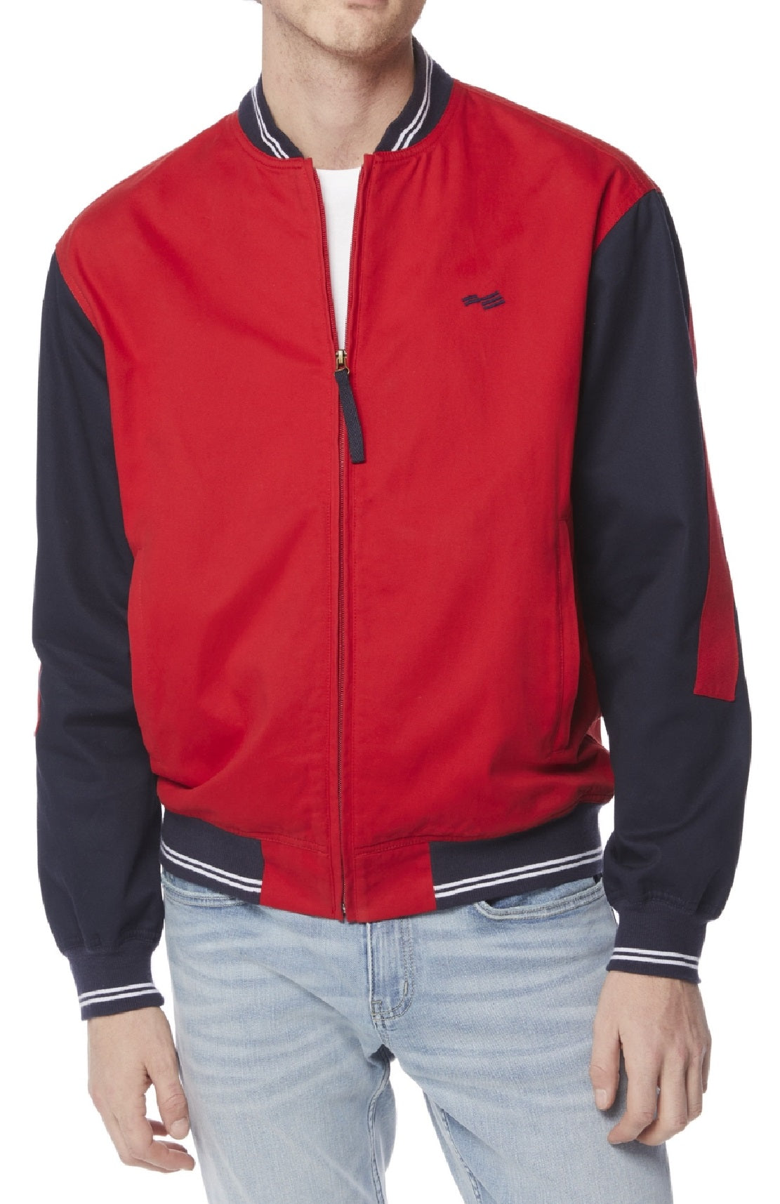 Jaqueta bomber masculina Perry Ellis com logo vermelha, tamanho médio