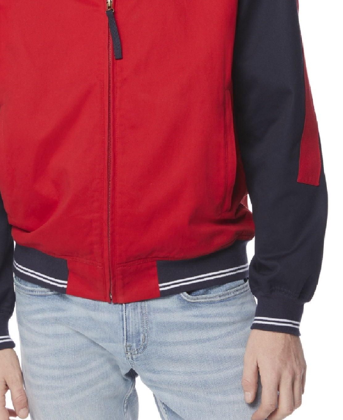 Jaqueta bomber masculina Perry Ellis com logo vermelha, tamanho médio