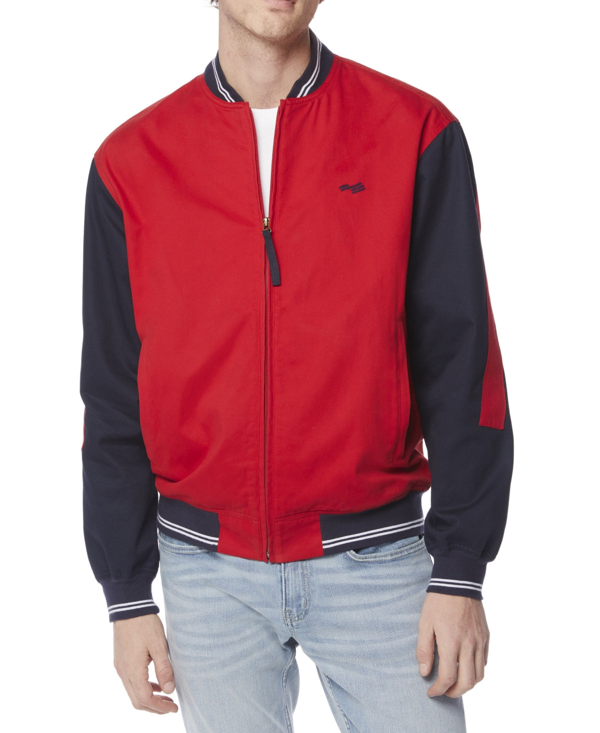 Jaqueta bomber masculina Perry Ellis com logo vermelha, tamanho médio