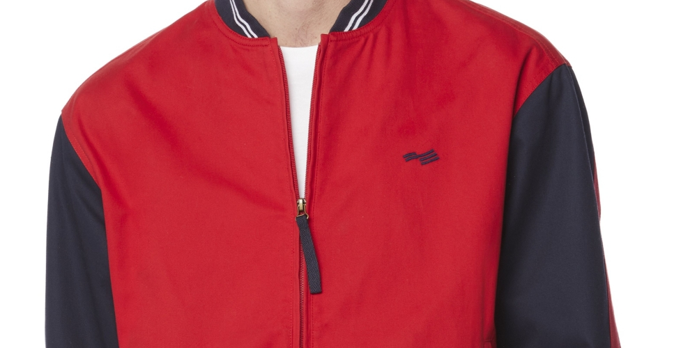 Jaqueta bomber masculina Perry Ellis com logo vermelha, tamanho médio