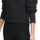 Top curto feminino DKNY Sport Cotton com zíper lateral, preto, tamanho X-S