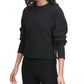 Top curto feminino DKNY Sport Cotton com zíper lateral, preto, tamanho X-S