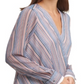 Blusa DKNY Listrada Faux-Wrap Marfim Nova Azul Marinho Tamanho G