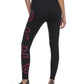 Leggings femininas DKNY com logo grande e cintura alta, pretas, tamanho P