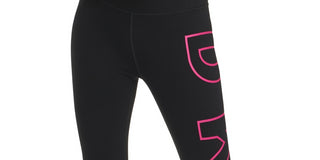 Leggings femininas DKNY com logo grande e cintura alta, pretas, tamanho P