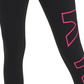 Leggings femininas DKNY com logo grande e cintura alta, pretas, tamanho P