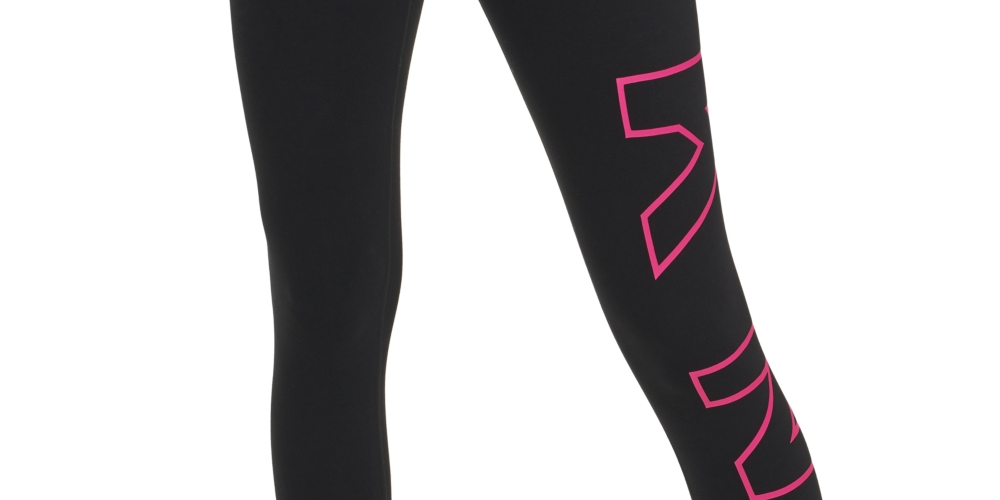 Leggings femininas DKNY com logo grande e cintura alta, pretas, tamanho P