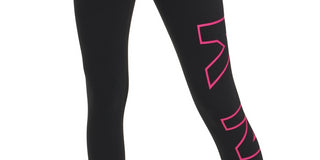 Leggings femininas DKNY com logo grande e cintura alta, pretas, tamanho P