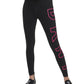 Leggings femininas DKNY com logo grande e cintura alta, rosa, tamanho extrapequeno