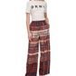 Calça feminina xadrez DKNY, perna larga, marrom, tamanho pequeno