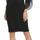 Vestido tubinho feminino DKNY com mangas 3/4 de chiffon, preto, tamanho 10