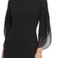 Vestido tubinho feminino DKNY com mangas 3/4 de chiffon, preto, tamanho 10