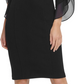 Vestido tubinho feminino DKNY com mangas 3/4 de chiffon, preto, tamanho 10