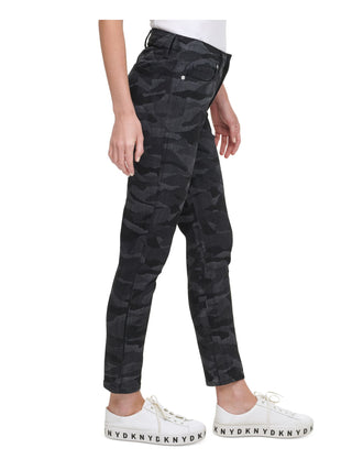 Calça skinny camuflada feminina DKNY, preta, tamanho 27