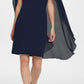 Vestido tubinho feminino DKNY com mangas divididas em chiffon, azul, tamanho 6