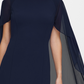 Vestido tubinho feminino DKNY com mangas divididas em chiffon, azul, tamanho 6