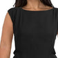 Blusa feminina DKNY com decote canoa e manga curta, preta, tamanho médio