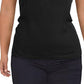 Blusa feminina DKNY com decote canoa e manga curta, preta, tamanho médio