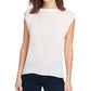 Blusa feminina DKNY com decote canoa e manga curta, preta, tamanho médio
