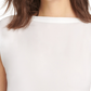 Blusa feminina DKNY com decote canoa e manga curta, preta, tamanho médio