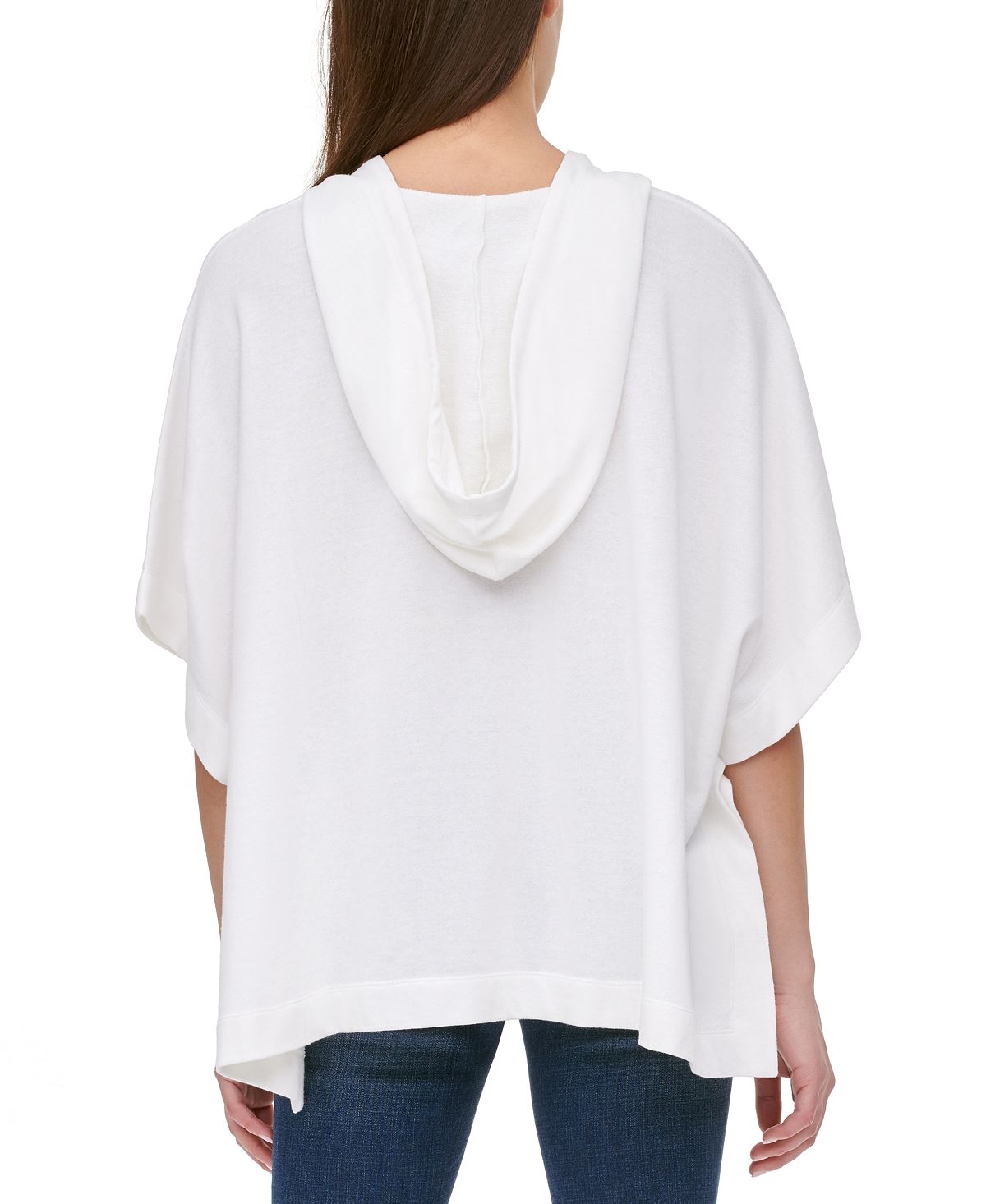 Moletom com capuz DKNY Logo Poncho feminino, branco, tamanho médio