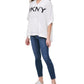 Moletom com capuz DKNY Logo Poncho feminino, branco, tamanho médio