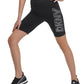 Shorts de ciclismo feminino DKNY com logo de strass e cintura alta, preto, tamanho M