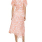 Vestido envelope feminino DKNY com estampa floral rosa tamanho 14