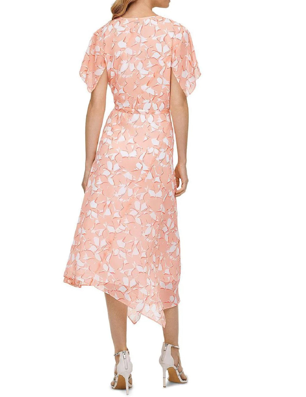 Vestido envelope feminino DKNY com estampa floral rosa tamanho 14