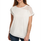 Blusa feminina DKNY Mixed Media, branca, tamanho X-S