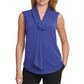 Blusa feminina DKNY sem mangas com decote em V e decote em V nas costas, tamanho grande, azul