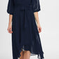Vestido envelope falso com manga balão feminino DKNY, azul, tamanho 14