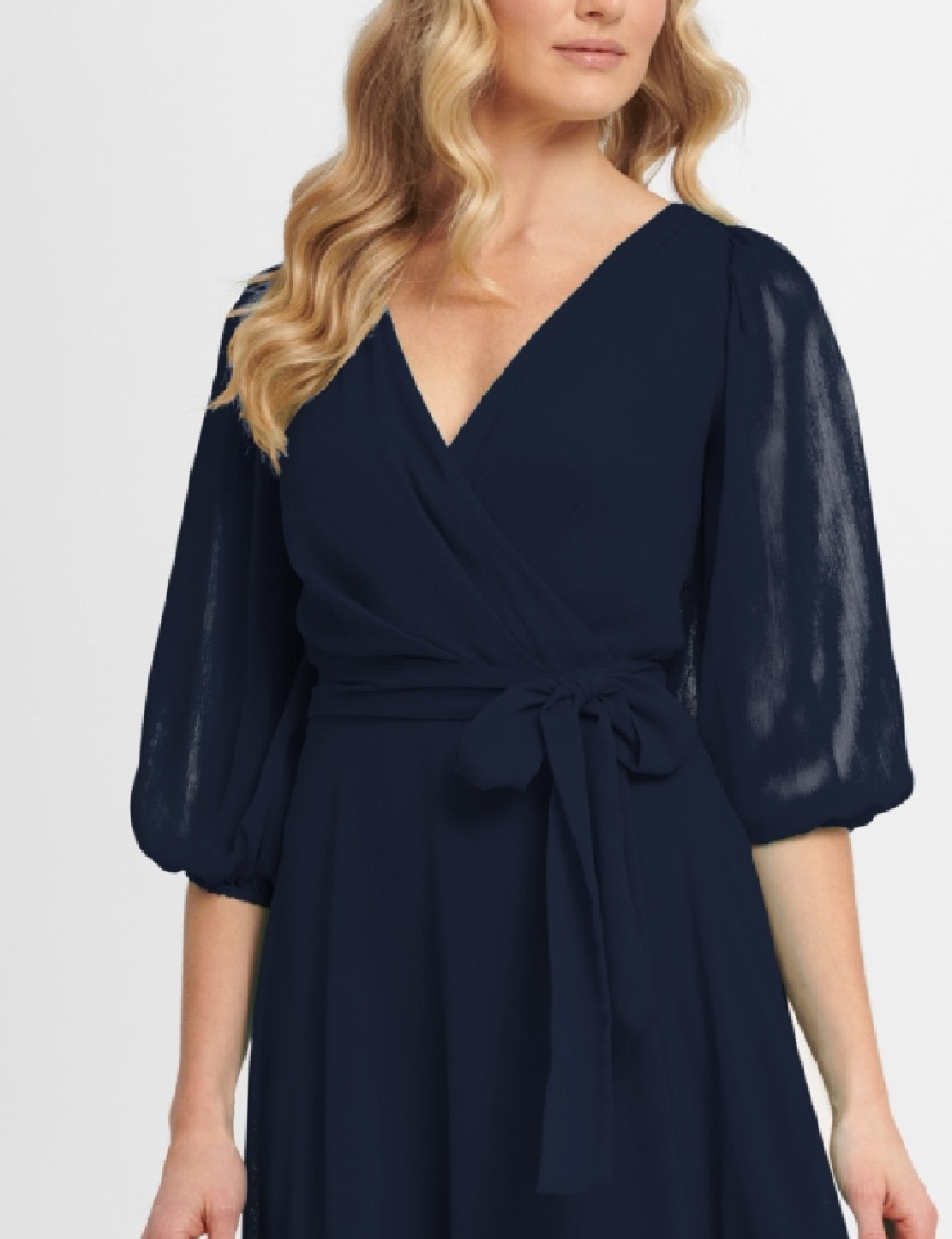 Vestido envelope falso com manga balão feminino DKNY, azul, tamanho 14