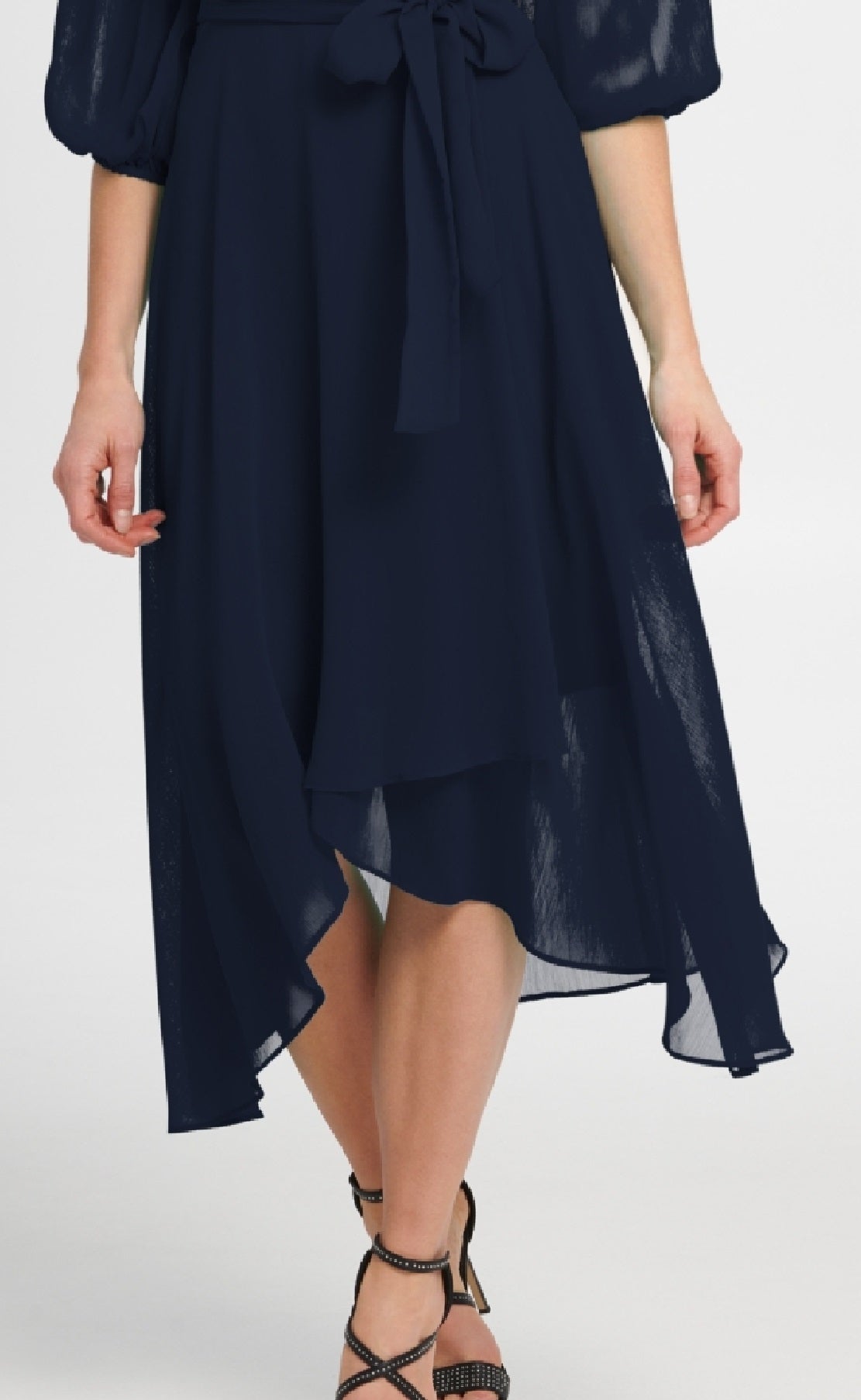 Vestido envelope falso com manga balão feminino DKNY, azul, tamanho 14