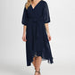 Vestido envelope falso com manga balão feminino DKNY, azul, tamanho 14