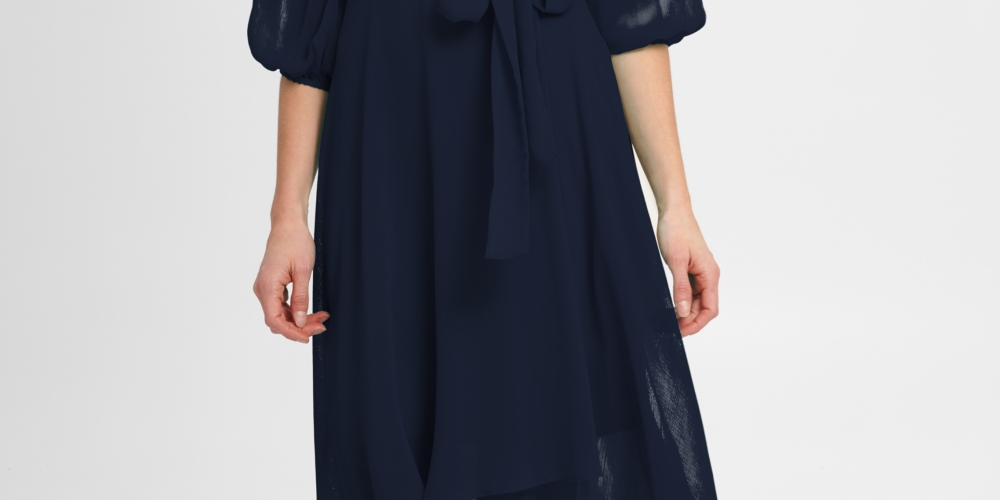 Vestido envelope falso com manga balão feminino DKNY, azul, tamanho 14