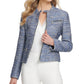 Jaqueta de tweed feminina com zíper DKNY azul tamanho 14