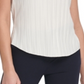 Blusa plissada feminina DKNY com mangas esvoaçantes, branca, tamanho grande