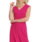 Vestido midi feminino DKNY com decote em V, rosa, tamanho médio