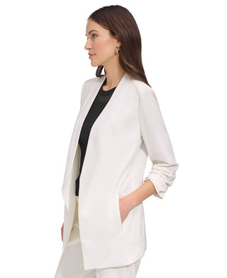 Jaqueta DKNY Essential Open Front Feminina Branca Tamanho Grande