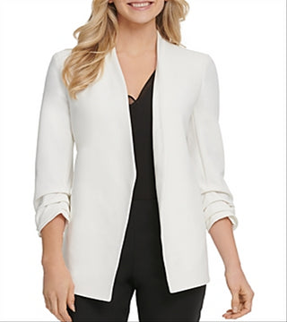 DKNY Women's Essential Open Front Jacket White Size Large