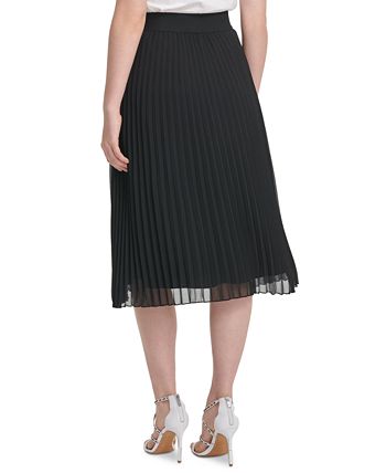 Saia plissada feminina DKNY preta tamanho pequeno