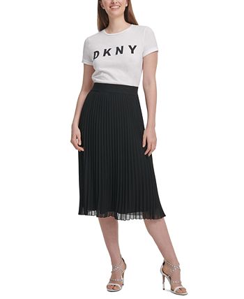 Saia plissada feminina DKNY preta tamanho pequeno