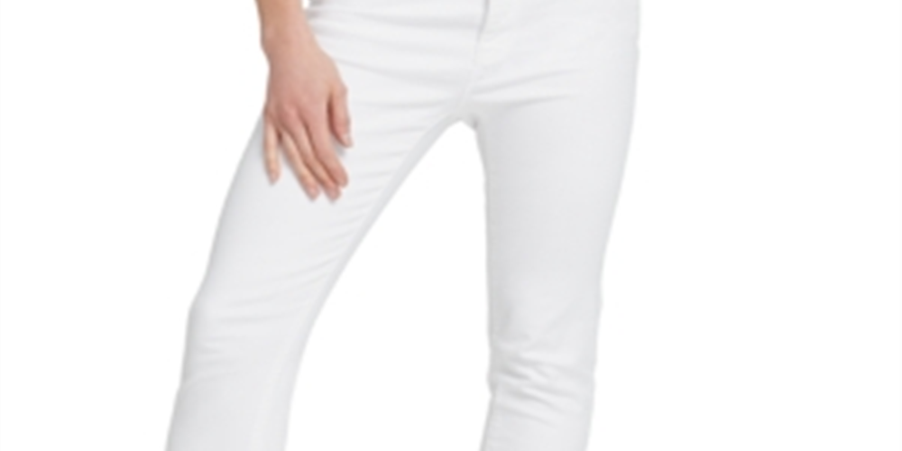 Calça jeans skinny feminina DKNY Everywhere cintura média, branca, tamanho 27