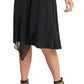 Vestido feminino DKNY com manga transparente e bainha assimétrica, preto, tamanho extragrande