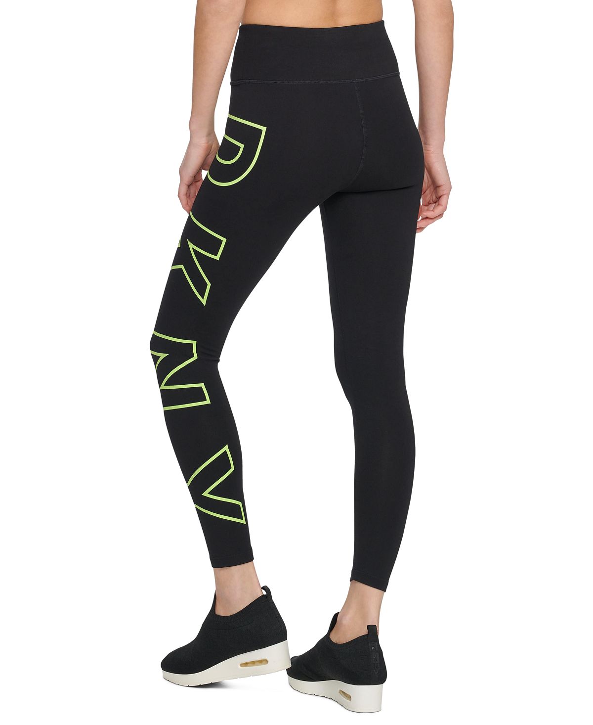 Leggings femininas DKNY com logotipo e cintura alta, tamanho X-S
