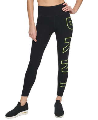Leggings femininas DKNY com logotipo e cintura alta, tamanho X-S