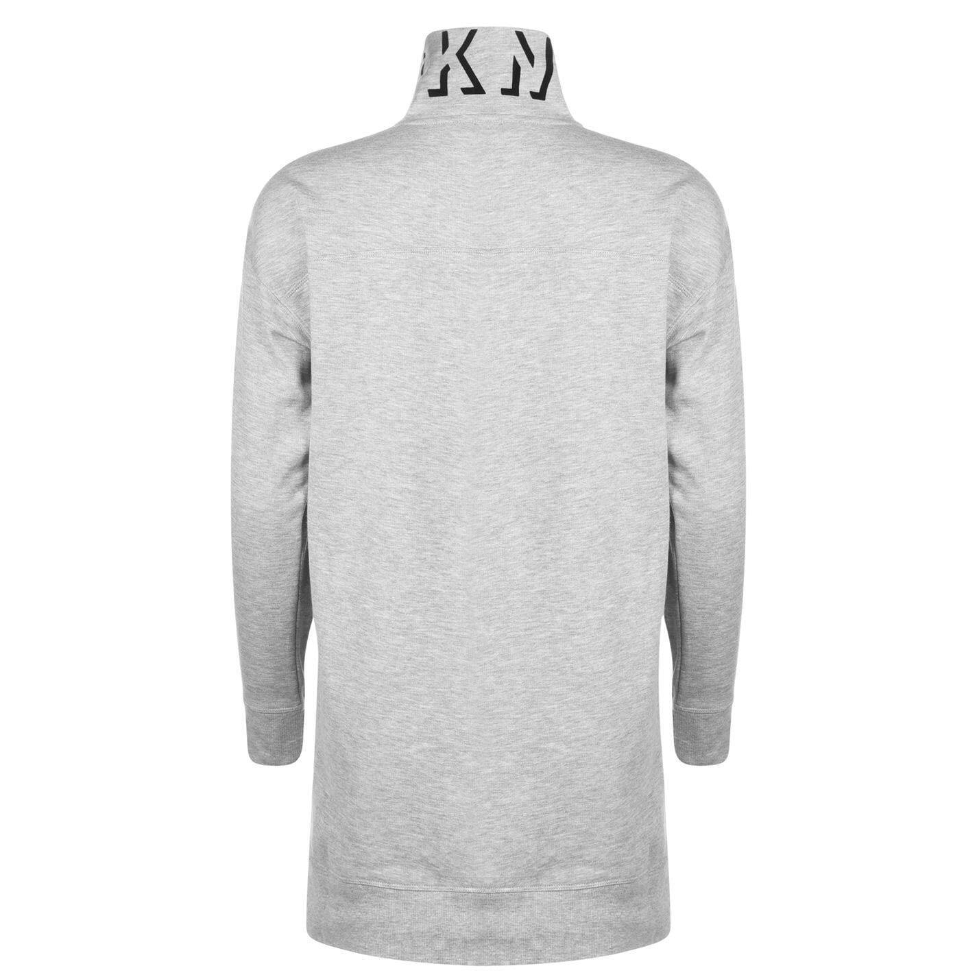 Vestido esportivo feminino DKNY com zíper e logotipo, cinza, tamanho grande